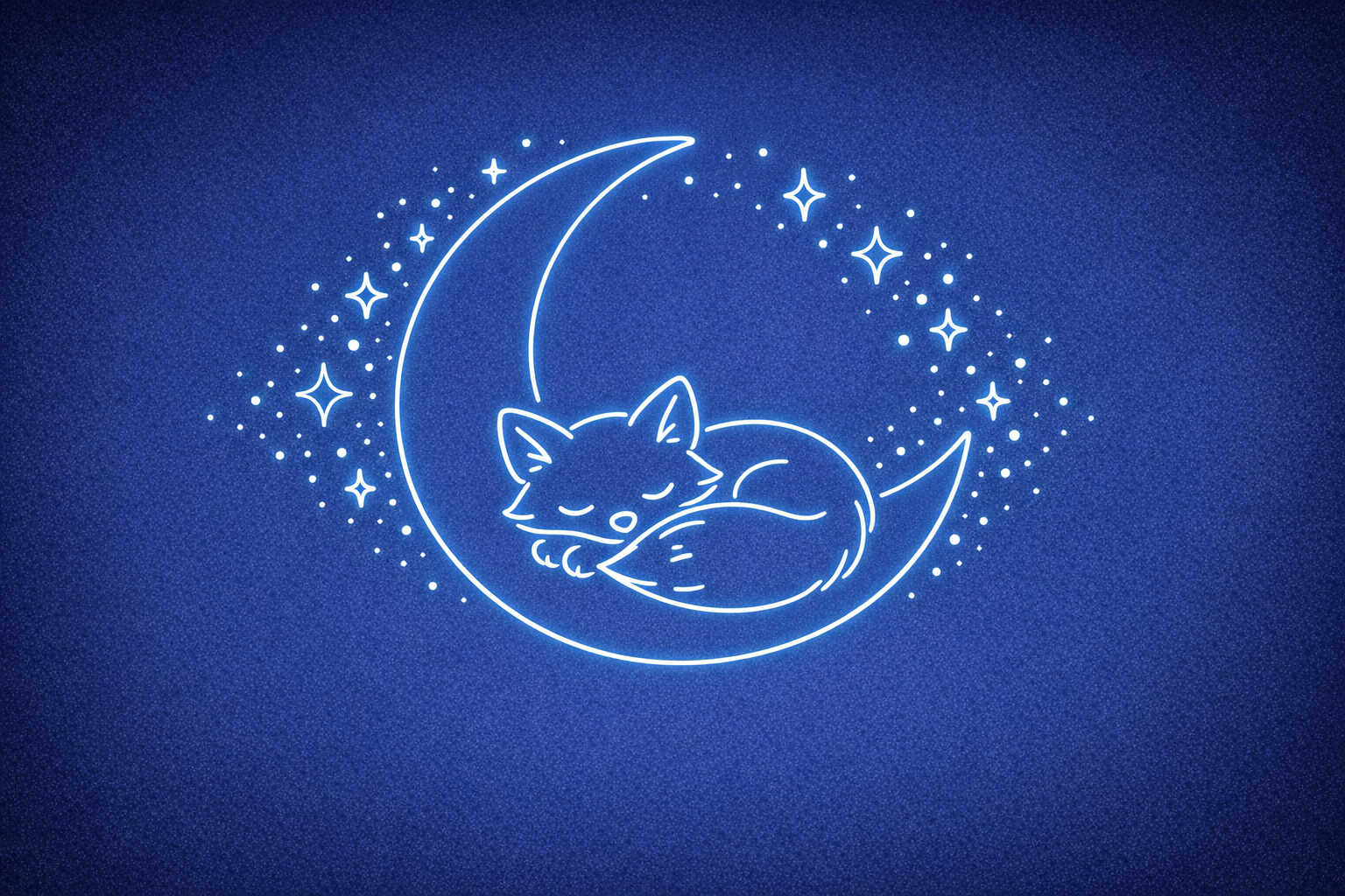 A sleeping fox curled up in a crescent moon